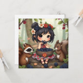Chibi Fairy and Forest Animals Blank Kaart (Voorkant / Achterkant in situ)