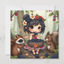 Chibi Fairy and Forest Animals Blank Kaart