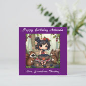 Chibi Fairy Birthday | Kleurplaat Kaart (Staand voorkant)