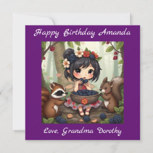 Chibi Fairy Birthday   Kleurplaat Kaart