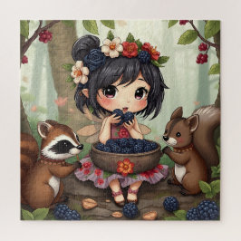 Chibi Fairy Eating Blackberries with Forest Friend Legpuzzel