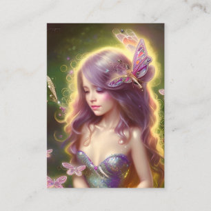 Chibi Fairy Meisje Met Verbluffend Lang Haar Visitekaartje