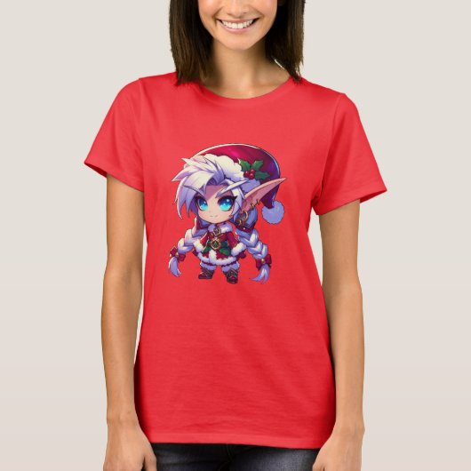 Chibi Fantasy Christmas Elf T-shirt (Voorkant)