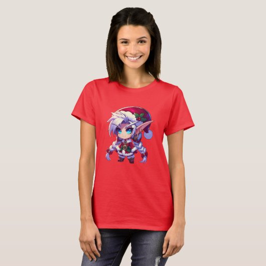 Chibi Fantasy Christmas Elf T-shirt (Voorkant volledig)