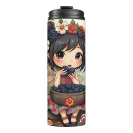 Chibi Fee Die Bramen Eet Met Bosvrienden Thermosbeker