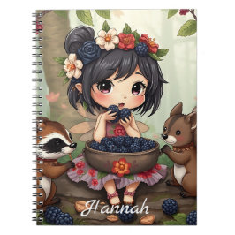 Chibi Fee Eet Zwarte Bramen met Bosvrienden Notitieboek