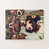 Chibi Fee Eet Zwartenbessen met Bosvrienden Legpuzzel (Horizontaal)