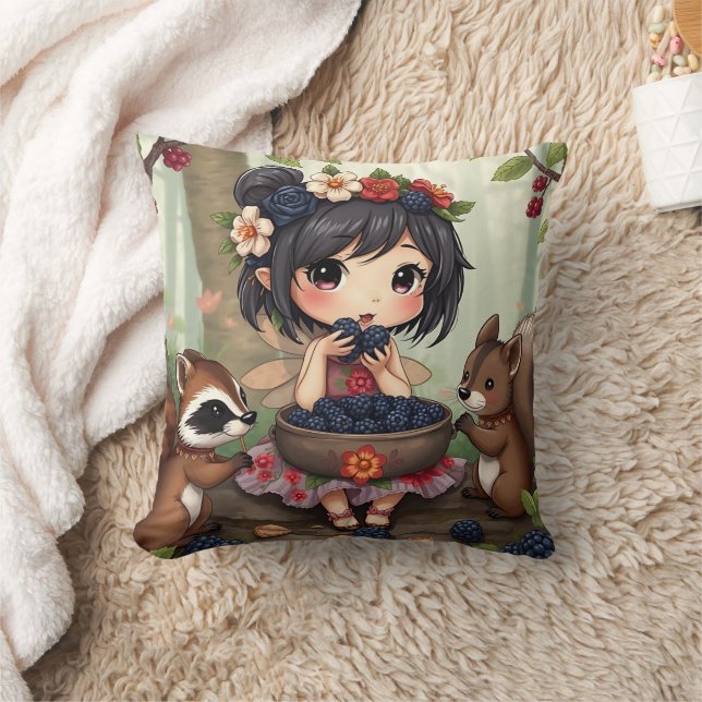 Chibi Fee en Bosdieren  Kussen (Deken)
