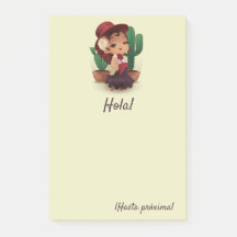 Chibi flamenco in het spaans pet en cactuses