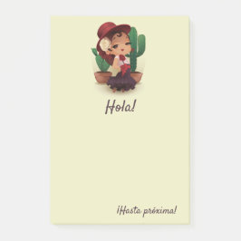 Chibi flamenco in het spaans pet en cactuses post-it® notes