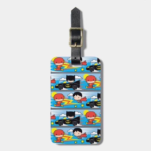 Chibi Flash, Superman en Batman Racing Pattern Bagagelabel (Voorkant verticaal)