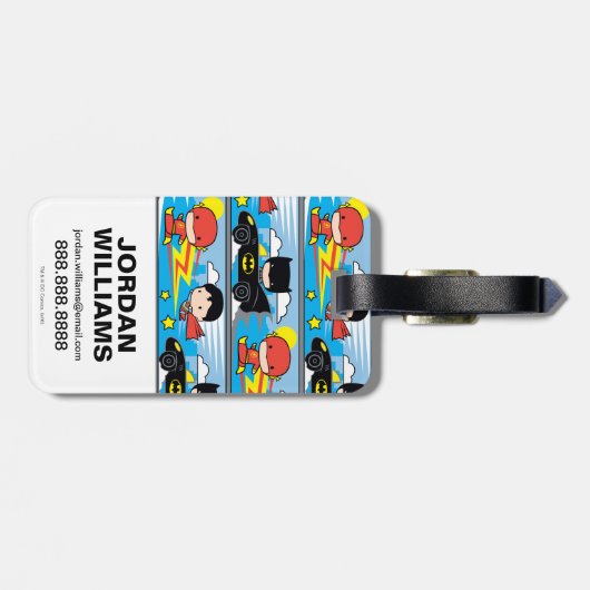 Chibi Flash, Superman en Batman Racing Pattern Bagagelabel (Achterkant horizontaal)