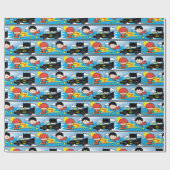 Chibi Flash, Superman en Batman Racing Pattern Cadeaupapier (Vlak)