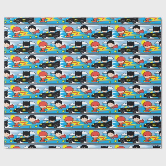 Chibi Flash, Superman en Batman Racing Pattern Cadeaupapier (Vlak)