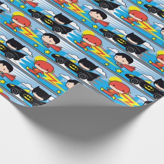 Chibi Flash, Superman en Batman Racing Pattern Cadeaupapier (Hoek)