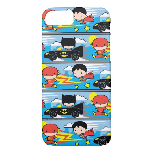 Chibi Flash, Superman en Batman Racing Pattern Case-Mate iPhone Case (Achterkant)
