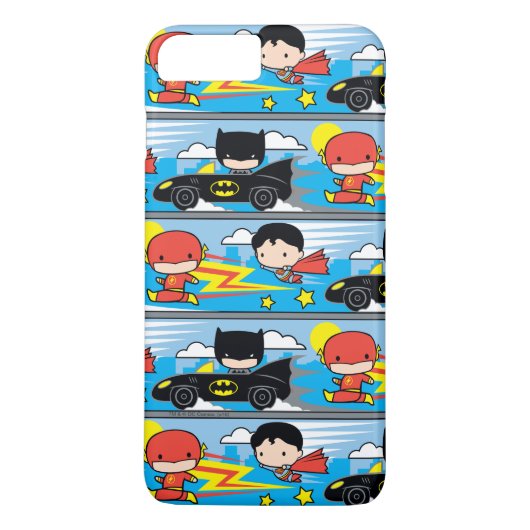 Chibi Flash, Superman en Batman Racing Pattern Case-Mate iPhone Case (Achterkant)