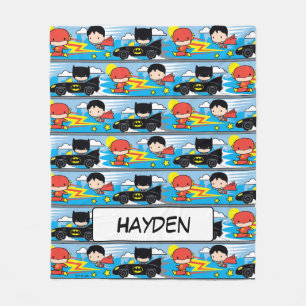 Chibi Flash, Superman en Batman Racing Pattern Fleece Deken