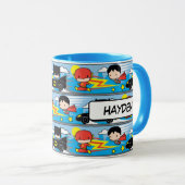 Chibi Flash, Superman en Batman Racing Pattern Mok (Voorkant rechts)