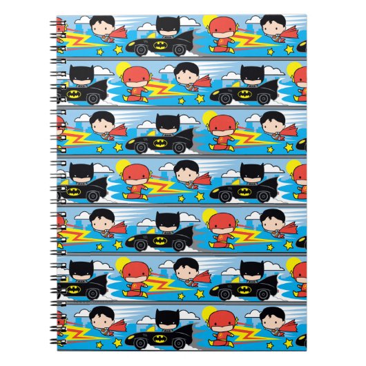 Chibi Flash, Superman en Batman Racing Pattern Notitieboek (Voorkant)
