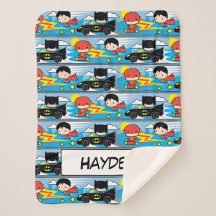 Chibi Flash, Superman en Batman Racing Pattern Sherpa Deken