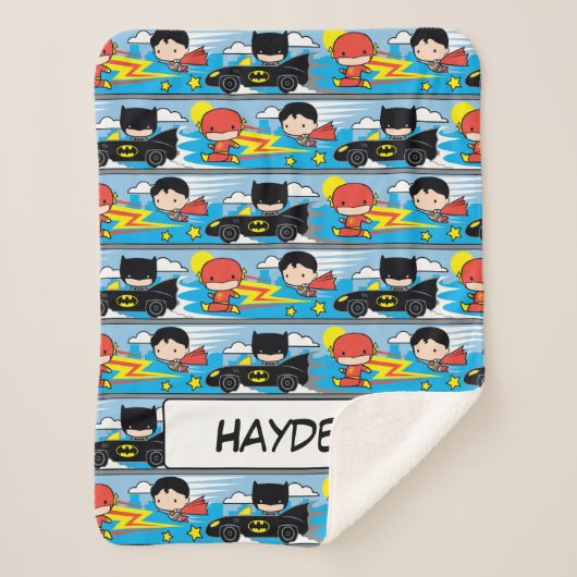 Chibi Flash, Superman en Batman Racing Pattern Sherpa Deken (Voorkant)