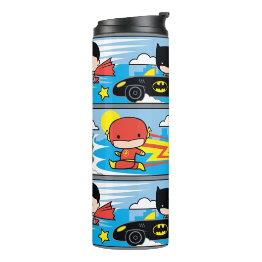 Chibi Flash, Superman en Batman Racing Pattern Thermosbeker (Gedraaid links)