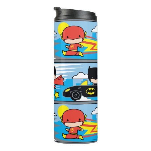 Chibi Flash, Superman en Batman Racing Pattern Thermosbeker (Geroteerd rechts)