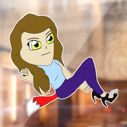chibi foxy girl knop raamsticker (Vel 2)