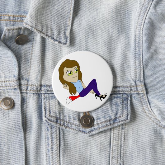 chibi foxy girl knop ronde button 7,6 cm (In situ)