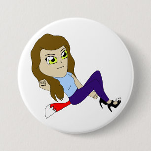 chibi foxy girl knop ronde button 7,6 cm