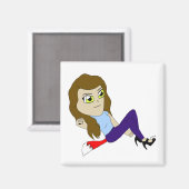 chibi foxy girl magnet (Voorkant / Achterkant)