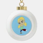 chibi foxy-meisje keramische bal ornament (Voorkant)