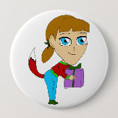 chibi foxy-meisje ronde button 4,0 cm (Voorkant)