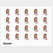 chibi foxy-meisje vierkante sticker (Vel)