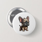 Chibi Franse buldog Ronde Button 5,7 Cm (Voorkant /achterkant)