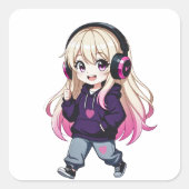 Chibi Funny Vierkante Sticker (Voorkant)
