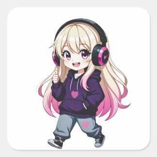 Chibi Funny Vierkante Sticker