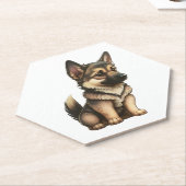 Chibi German Shepherd Kartonnen Onderzetters (Schuin)
