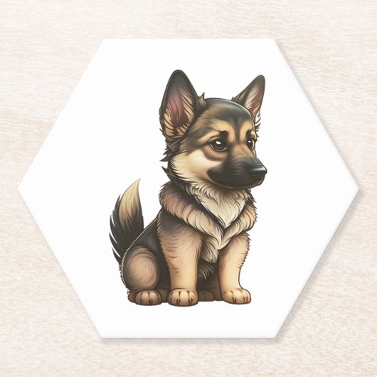 Chibi German Shepherd Kartonnen Onderzetters (Voorkant)