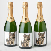 Chibi German Shepherd Sparkling Wijnetiket (Flessen)