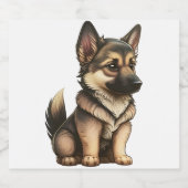 Chibi German Shepherd Sparkling Wijnetiket (Enkel label)