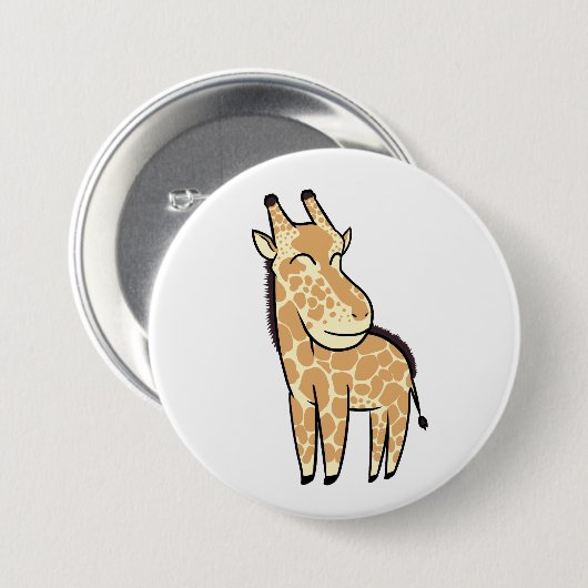 Chibi Giraffe Ronde Button 7,6 Cm (Voorkant /achterkant)