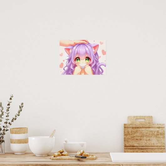Chibi Girl Schattige Portret Poster (Keuken)