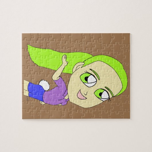 chibi girl with a bunny tail   button legpuzzel (Horizontaal)