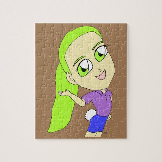 chibi girl with a bunny tail   button legpuzzel (Verticaal)