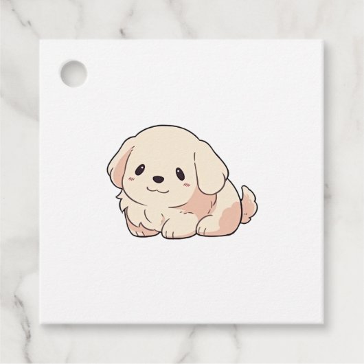 Chibi Golden Retriever Puppy Bedankjes Labels (Voorkant)