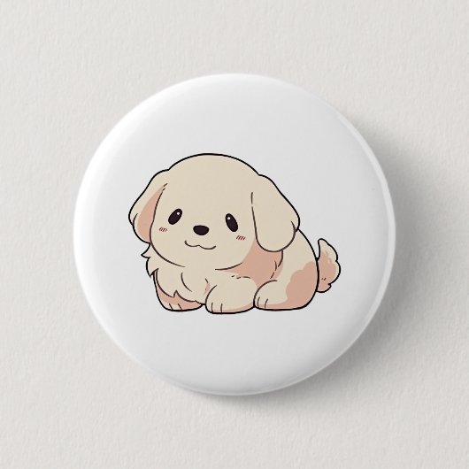 Chibi Golden Retriever Puppy Ronde Button 5,7 Cm (Voorkant)