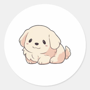 Chibi Golden Retriever Puppy Ronde Sticker