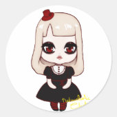 Chibi gothic loli ronde sticker (Voorkant)